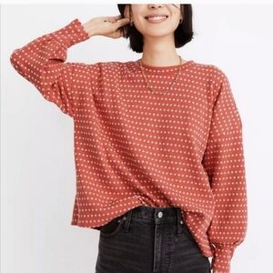Madewell Pink Floral Jaquard Long-Sleeve Top